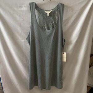 TED BAKER LONDON Waffle Knit Lace Racerback Chemise in Silver Heather Sz LARGE
